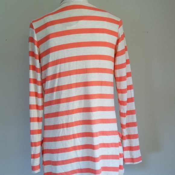 salmon‎ striped open cardigan - Picture 4 of 4